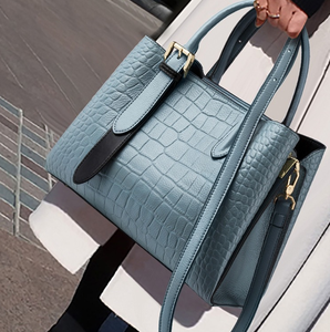 Sac fourre-tout en cuir véritable pour femme, motif crocodile, grande capacité, sac à bandoulière, fermeture éclair, pour le bureau, le quotidien et les voyages - Product Image 4