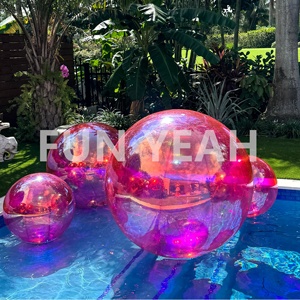 <span class=keywords><strong>Esfera</strong></span> <span class=keywords><strong>gigante</strong></span> flotante de cristal de burbuja reutilizable brillo <span class=keywords><strong>transparente</strong></span> PVC iridiscente Rosa Bola de espejo inflable para decoración de agua - Product Image 2
