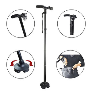Canne de marche robuste avec lumière LED, cinq sections réglables, pour personnes âgées, pour usage extérieur - Product Image 2
