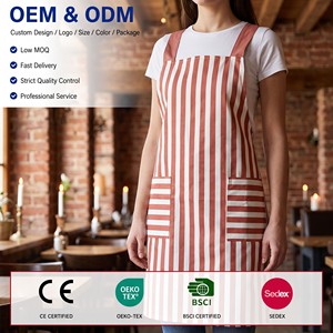 <span class=keywords><strong>Tablier</strong></span> de cuisine professionnel personnalisé en polyester et coton pour chef adulte – Respirant et confortable - Product Image 1