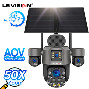 กล้องวงจรปิด LS VISION ซูมออปติคอล 50 เท่า กันน้ำ 4 เลนส์ 4K 8MP ภาพสีกลางคืน 4G Cellular LTE สำหรับภายนอกอาคาร พร้อมแผงโซลาร์เซลล์ - Product Image 1