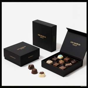 Empaque de Regalo de Trufas de Lujo de Alta Gama con Logotipo Personalizado, Ecológico, de Grado Alimenticio, Papel Rígido Magnético Reciclable con Laminado Mate - Product Image 4