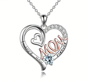 Collier Cœur Maman avec 12 Pierres de Naissance - Bijou Pendentif Personnalisé <span class=keywords><strong>Famille</strong></span> Mère - Acier Inoxydable Doré - Product Image 6