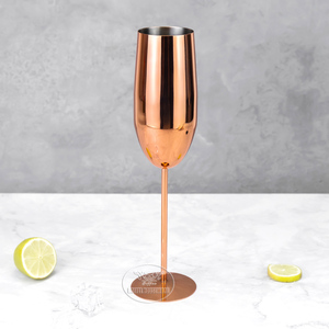 Rose Gold 250ml Mirror Polishing Stainless Steel Break Resistant Stemmed Sparking Wine Glass <strong>Champagne</strong> <strong>Flute</strong> for Bar Restaurant - Product Image 1