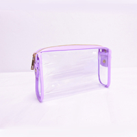 Keymay Fast Ship Support Ajouter LOGO Lilas Clair Contrastant Avec Nylon Stockage Cosmétique Sac Stand Zipper Pouch Sac Étanche