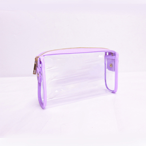 Keymay กระเป๋าเครื่องสำอางแบบมีซิปกันน้ำ, รองรับการส่งด่วนเพิ่มโลโก้ม่วงตัดกัน - Product Image 3