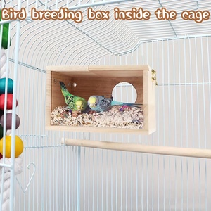 Nichoir carré en bois pour l'élevage d'oiseaux avec fenêtre de visualisation pour perruches et calopsittes - Product Image 2