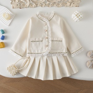 <span class=keywords><strong>Elegante</strong></span> <span class=keywords><strong>Completo</strong></span> Primaverile e Autunnale per Ragazze in Stile Coreano: Giacca a Maniche Lunghe e Gonna Plissettata - Product Image 1