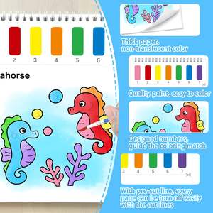 <span class=keywords><strong>Libro</strong></span> <span class=keywords><strong>de</strong></span> Pintura <span class=keywords><strong>de</strong></span> Acuarelas sin Manchas con Temática del Mundo Marino para Niños Pequeños y Niños <span class=keywords><strong>de</strong></span> 1 a 8 Años, Encuadernado Térmicamente, 10 Hojas - Product Image 6