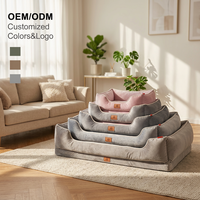 Canapé-lit pour chien en gros avec support en mousse alvéolée, housse amovible et lavable en peluche PV pour grands chiens OEM ODM