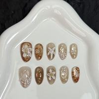 Nouveautés Y13 - Ensemble de faux ongles réutilisables Kaixin - 10 pièces - Style amande courte - Ongles en acrylique à presser - Vernis brillant
