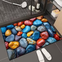 Geometrischer Badezimmerteppich Rutschfest Wasserabsorbierend Kieselgur Haustierfreundlich Wendbare Fußmatte