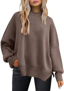 Maglione europeo e americano da donna girocollo a pipistrello a maniche lunghe 2025 inverno con spacco laterale lavorato a <span class=keywords><strong>maglia</strong></span> Pullover coreano - Product Image 6