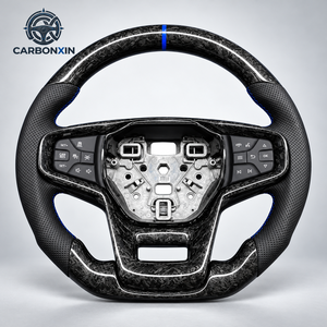 Volante Deportivo Personalizado de 4 Brazos, de Fibra de Carbono y Cuero, con Luces LED, para F150 Bronco Ranger Raptor 2009-2014 - Product Image 1