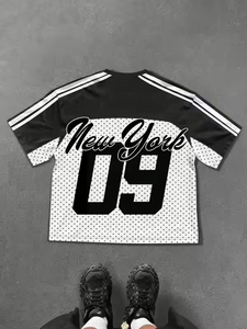 Oem York Souvenirs New Jersey Silk <b>Screen</b> Printed Short Oversized Streetwear Graphic Stripe American Football Boxy Cropped - Product Image 4