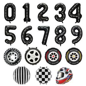 Ballons en feuille de voiture de course de dessin animé, <span class=keywords><strong>train</strong></span> à vapeur, ballon en forme de voiture pour bébé garçon, fournitures de décoration de fête d'<span class=keywords><strong>anniversaire</strong></span>, jouets de ballon de voiture - Product Image 2
