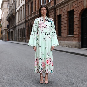 Luxury Hot-fix Rhinestones Polyester Elegant Abaya for Muslim Women Custom Wholesale Supplier - Product Image 1