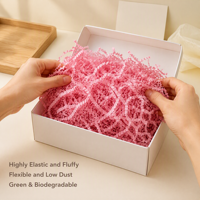 Déchets de papier raphia froissé coloré sans poussière (pâte chimique recyclable) pour garniture de boîtes cadeaux et emballage de bonbons de mariage