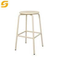 Mobilier de salon moderne d'extérieur Chaise design haute en métal bleu avec cadre en aluminium Tabouret de bar pour coin cuisine café restaurant et salle à manger