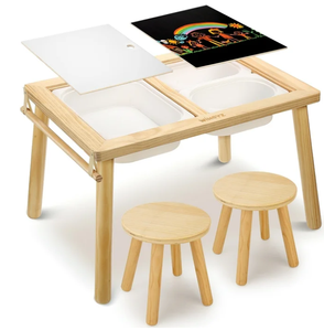 Hot Bán Chất Lượng Cao Trẻ Em Cảm Giác Bàn Ghế Đánh Bóng Gỗ Toddler Hoạt Động Bảng Với Lưu Trữ Cho Chơi Nghiên Cứu Ăn Uống - Product Image 5