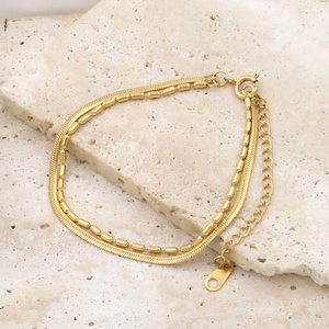 Bracciale in Acciaio Inossidabile a Doppio Strato con Catena a Osso di Serpente, Stile Europeo e Americano, Regalo Trendy per Migliori Amiche - Product Image 4