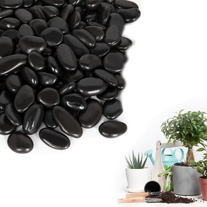 Black <strong>Polished</strong> <strong>River</strong> <strong>Stone</strong> Natural Pebbles White Cobble for Outdoor Landscaping and Park for Exterior Application - Product Image 1
