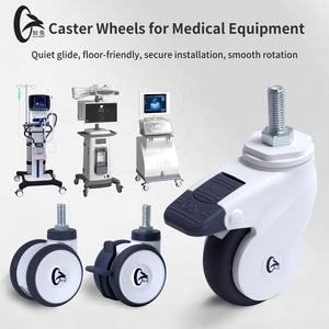 2,5 3 Zoll Geräuscharmes Medizinisches Lenkrad 2 Zoll Raddurchmesser und M12 Gewinde M8 M10 Rollen mit Bremse für Krankenhausgeräte - Product Image 2