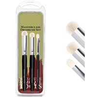 Set Kuas Detail Hobby 3pcs Ukuran Berbeda, Bulu Kambing, Gagang Hitam, Set Kuas Drybrush Masterclass, Promo!