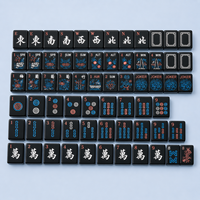 Fichas de Mahjong Americanas Artísticas de Lujo, Modernas, Negras Brillantes, Estilo Neón