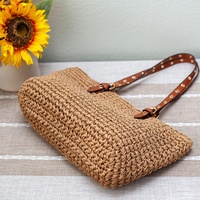 Sac en paille de raphia fait main avec logo personnalisé pour femme, fourre-tout de plage tissé, sacs à main vintage au crochet avec chaînes et fermeture éclair, style bohème tendance pour l'été