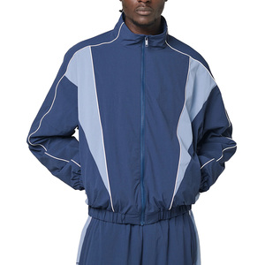 Veste coupe-vent Healy Color Block à fermeture éclair en nylon pour homme, ensemble de sport, col montant, haut à manches longues et short - Product Image 3