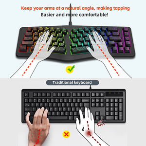 Bán Buôn Trong Kho 69-Keys RGB Ergonomic Loại <span class=keywords><strong>C</strong></span> <span class=keywords><strong>C</strong></span>ó Dây Máy Tính Văn Phòng Chơi Game Bàn Phím <span class=keywords><strong>60</strong></span> Phần trăm Đường Viền Dòng Màng Nhựa - Product Image 3