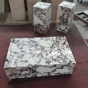 Khách Sạn Sang Trọng Calacatta Violet Travertine Cao Plinth Đứng Hiển Thị Trung Tâm Thấp Trắng Arabescato Viola Marble Plinth Bàn Cà Phê - Product Image 4