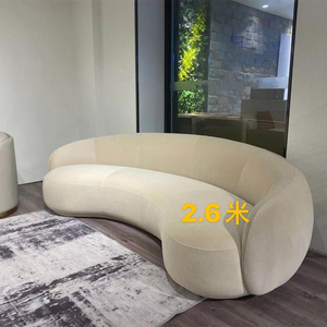 Divano Curvo a Mezzaluna in Velluto Morbido, Divano Lungo per Soggiorno, Divani Relax, Set di Divani Componibili, Arredamento - Product Image 2
