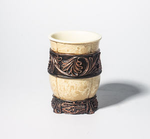 Ensemble d'accessoires de salle de bain en résine de luxe 6 pièces distributeur de savon à <span class=keywords><strong>effet</strong></span> <span class=keywords><strong>marbre</strong></span> jaune moderne ensembles de salle de bain inspirés des arts à la maison - Product Image 4