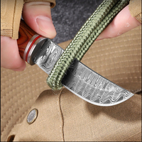 Couteau tactique de chasse à lame fixe en acier inoxydable avec étui en cuir, couteau de poche utilitaire de 3 pouces pour la viande et les fruits