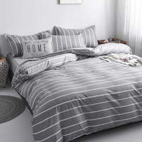 Literie de lit en coton gris réversible, housse de couette Doona King Size avec taies d'oreillers