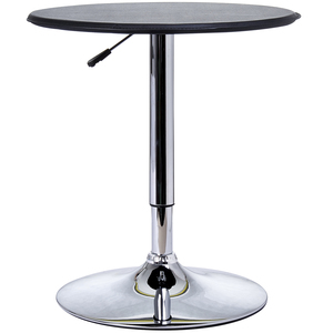 HOMCOM Chrome <b>Bar</b> Table, Height-Adjustable Round Table with Lift Up System, 360° Rotatable Round Top ?63x67-93cm - Product Image 1