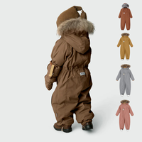Offre Spéciale enfants vêtements garçons filles doux imperméable combinaison avec enfants chaud col de fourrure couleur unie avec impression épaisse combinaison