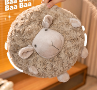 Coussin rond en peluche mouton, style européen, jouet en laine rembourré, doux et confortable, anti-stress, 28 cm, cadeau d'anniversaire pour enfants