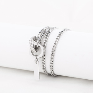 สร้อยคอโลหะผสมสังกะสีรูปทรงหกเหลี่ยมพร้อมจี้เพชรฝังขนาดเล็กสำหรับผู้ชายและผู้หญิงเป็นของขวัญเครื่องประดับ - Product Image 4