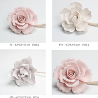 Diffuseur de parfum créatif en céramique rose, bleu et blanc, en forme de rose, fait main, avec fil de coton, pour la décoration de la maison et du bureau