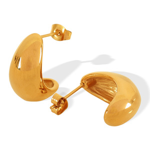 <b>Cuff</b> <b>Earrings</b> Gold 18K Stainless Steel Moon Shape Hollow Women's Jewelry Trendy Fashion <b>Earring</b> EH618 - Product Image 5