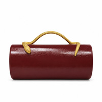 Sac à main cylindrique beige en similicuir avec poignée torsadée en forme de serpent doré, idéal pour les soirées, mariages et banquets