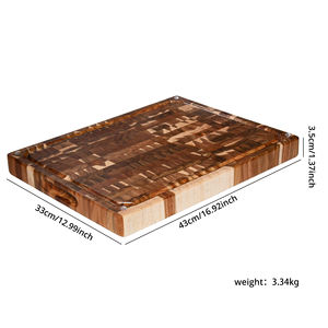 Plato de charcutería de madera rectangular personalizado Youlike, tabla de cortar de madera de Acacia de grano de extremo de cocina - Product Image 2