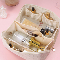 Sac de maquillage Vintage en cuir PU à carreaux, organisateur de maquillage, sacs à cosmétiques, trousse de toilette Portable de voyage