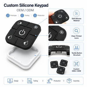 Tastiera in Silicone Personalizzata per Macchine da <span class=keywords><strong>Caffè</strong></span>, Pulsanti Tattili Impermeabili con Icone Incise al Laser, Conforme RoHS - Product Image 2