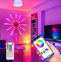 Bande lumineuse LED de Noël à effets feux d'artifice, 60 LED multicolores, contrôle sonore, synchronisation musicale, télécommande, mode dynamique étoile éclatante
