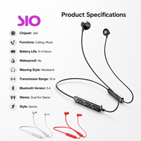 Auriculares Inalámbricos Estéreo Duales con Banda para el Cuello y Chip JieLi, Auriculares Deportivos para Correr al Aire Libre, Auriculares con Ajuste Cómodo