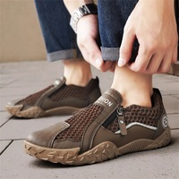 Baskets respirantes en maille tissée pour hommes, taille 39-45, fermeture éclair latérale, légères, antidérapantes, chaussures de sport décontractées pour l'extérieur, 5 couleurs